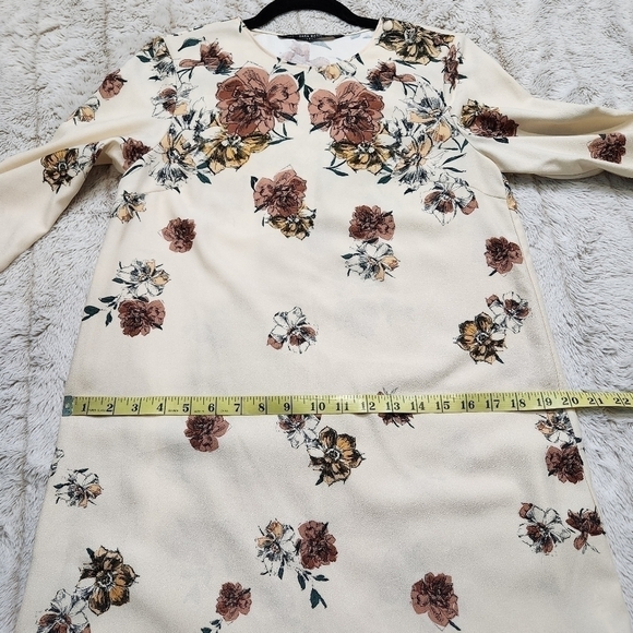 Mini Dress Floral  Beige 3/4 Sleeves Scoop neck ZARA - Picture 11 of 13